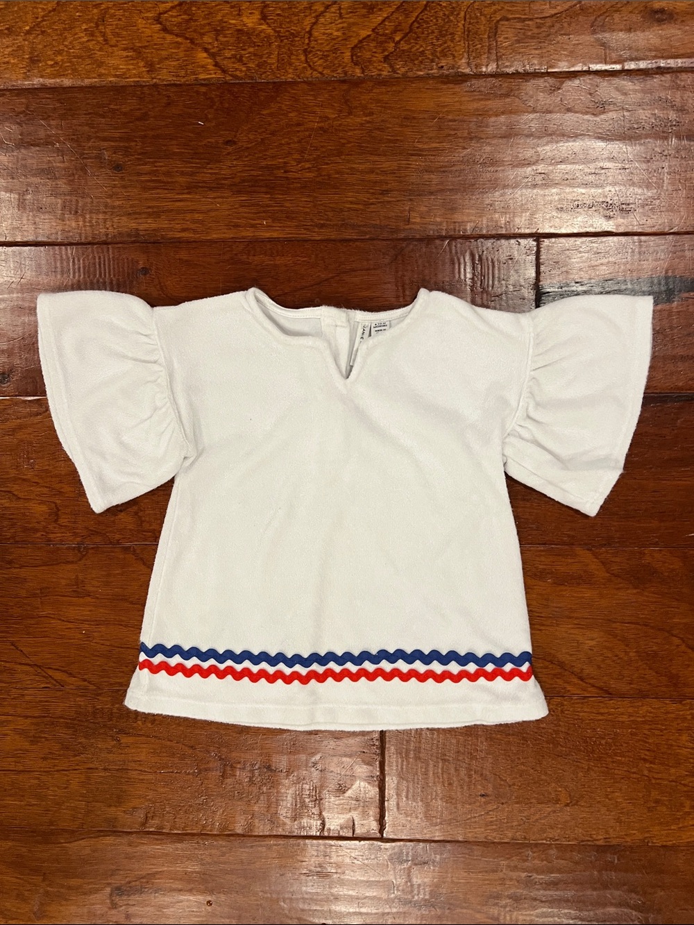 Janie and Jack Terry Cloth Coverup with Red & Blue Ric Rac Trim